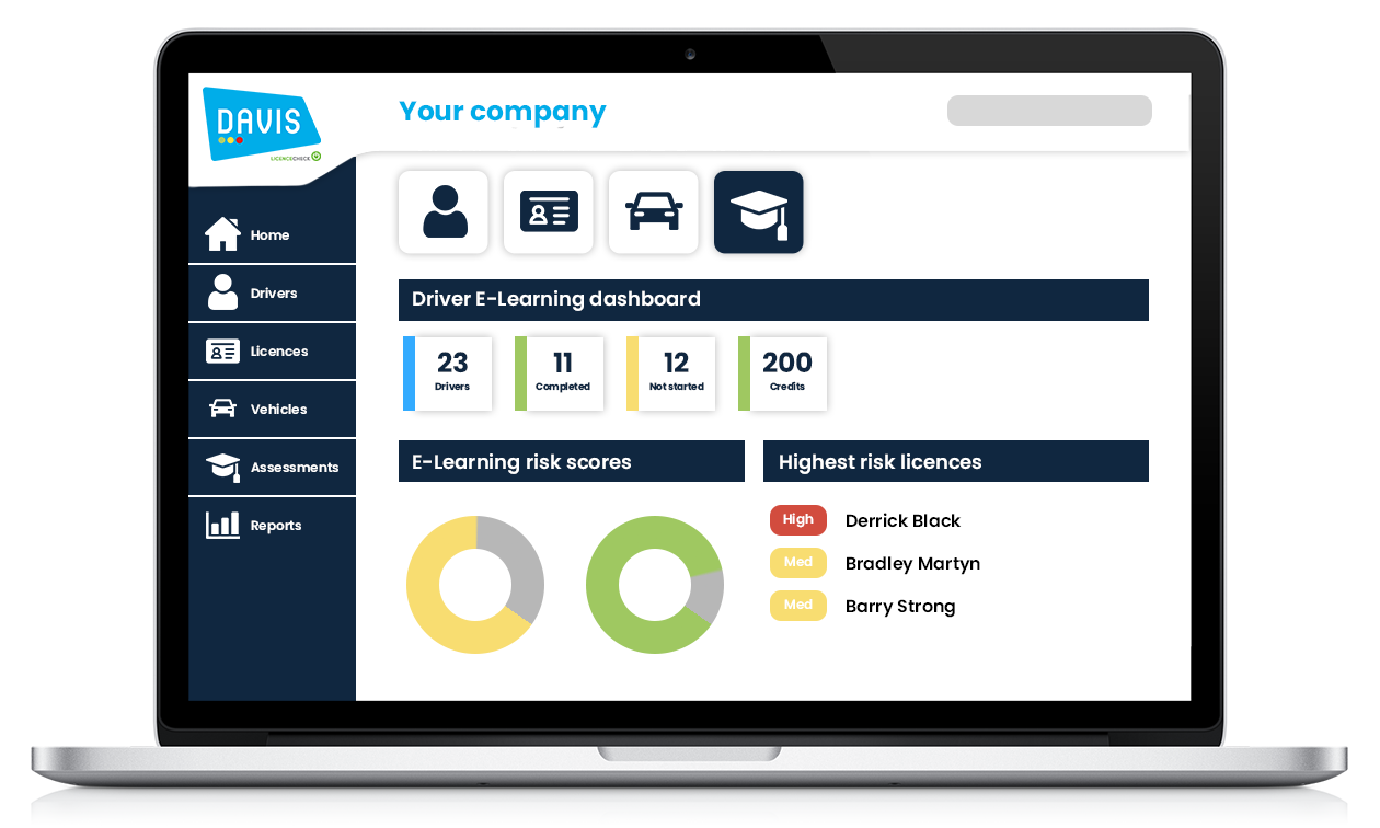 davis screen - elearning dashboard